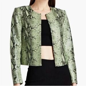 Alice + Olivia Green Blazer with Snakeskin Print